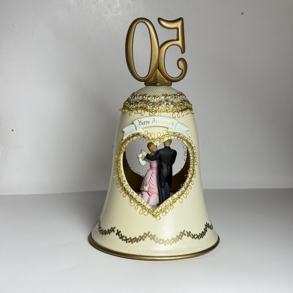Vintage Enesco 50th Anniversary Bell Music Box Works Bin 2710(01) RARE, GIFT - Picture 9 of 11